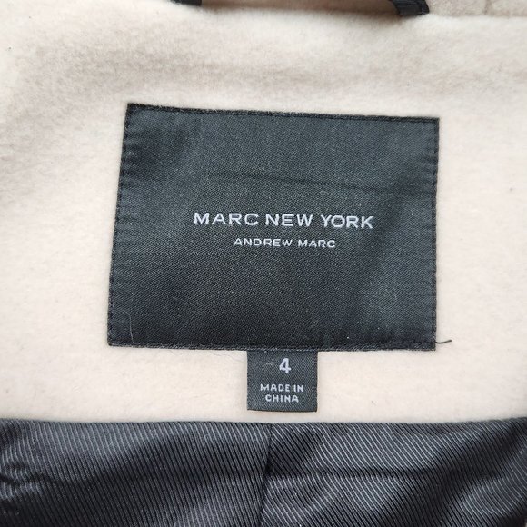 Marc New York Andrew Marc Wool Blend Coyote Fur Hooded Winter Coat size 4 - Picture 3 of 11